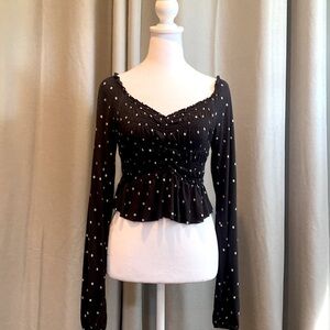 Urban Outfitters Polka Dot Black & White Midriff Top Size Small